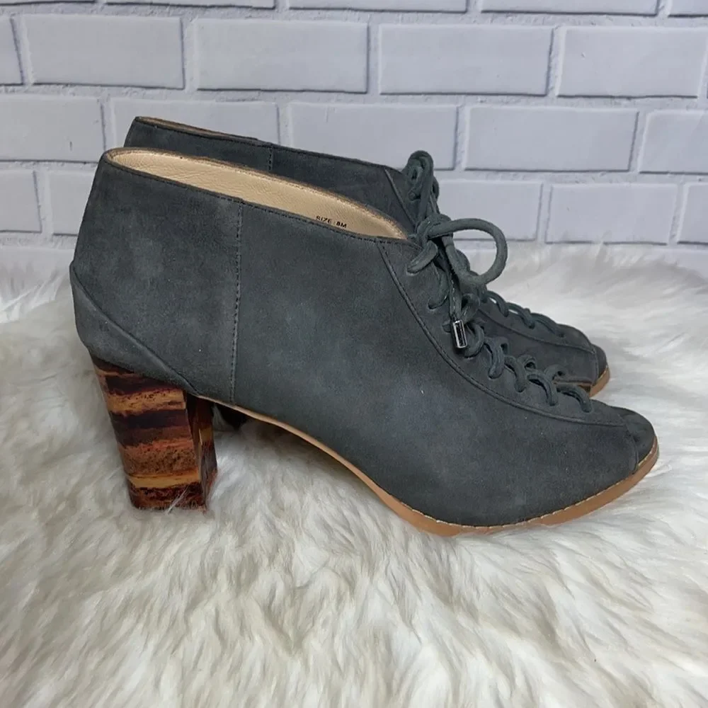 Anthro Farylrobin Suede Lace-Up PeepToe Heels Sz‎ 8